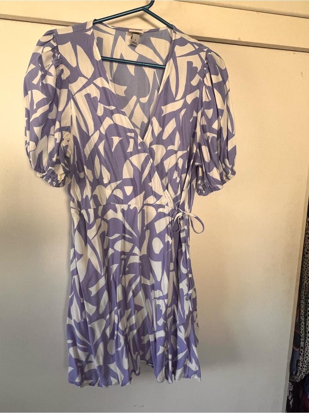 a new day Blue & White Abstract Wrap Mini Dress